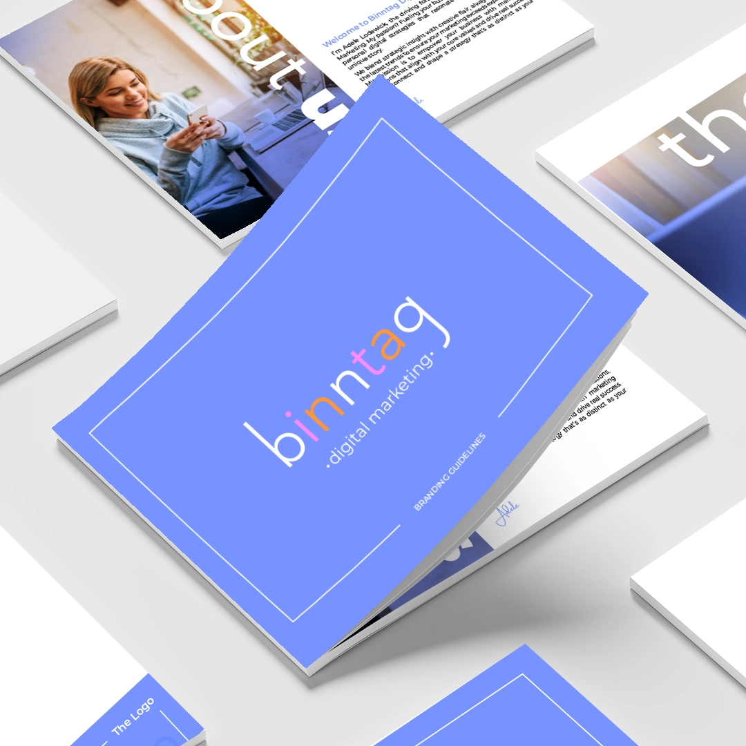 Open pages of a branding guidelines manual