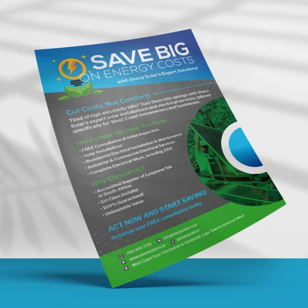 Flyer design for a solar company with greenery