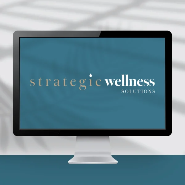 Computer screen showing a logo design with a droplet