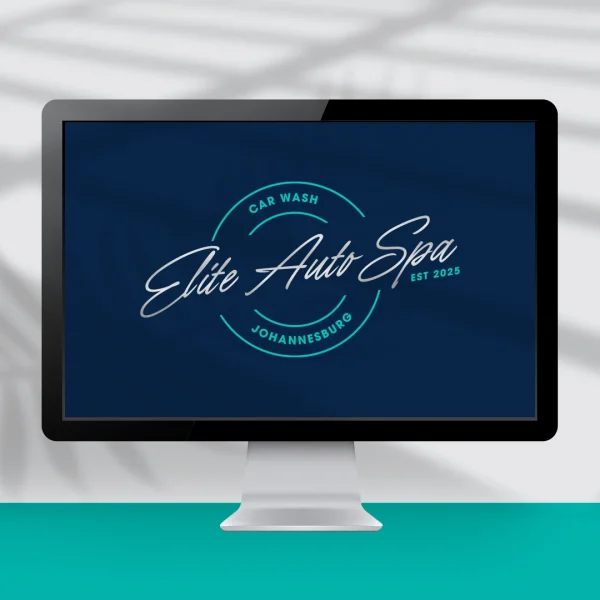 Computer screen showing a logo design for a car spa