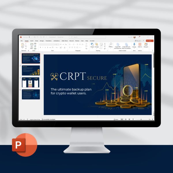 Presentation design on a computer screen with crypto currency