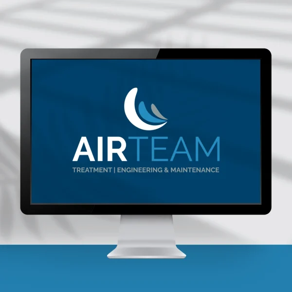 Computer screen showing a logo design for an air conditioning company