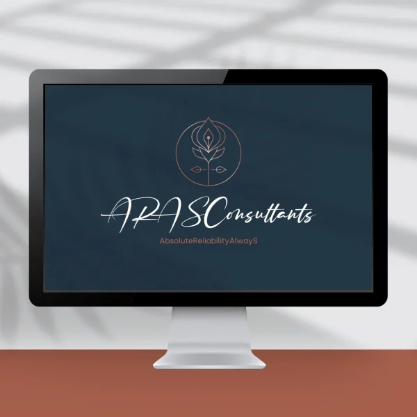 Computer screen showing a logo design with a stylised orchid